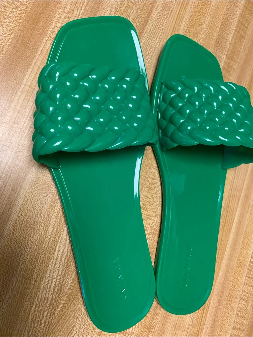 Old Navy Glossy Emerald Green Jelly Slide Sandals